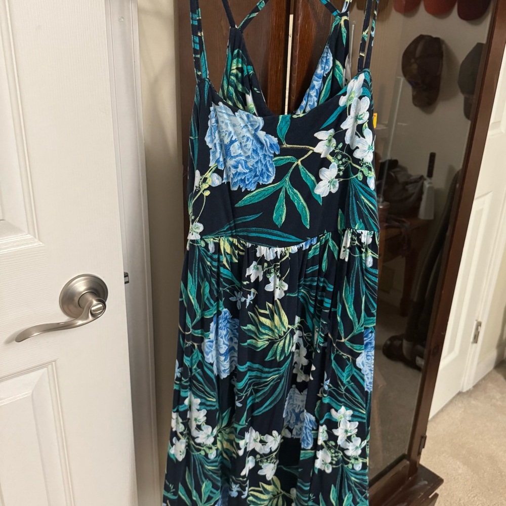 Old Navy Blue and Green Floral Dress